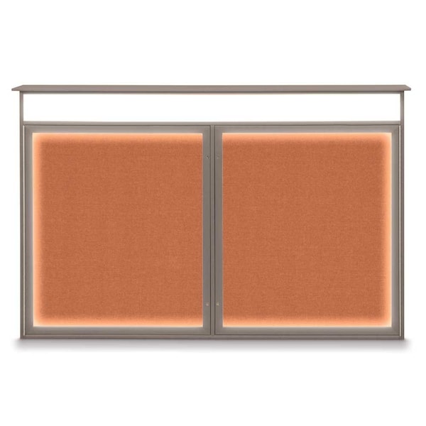 United Visual Products 96"x48" 2-Door Enclosed Outdoor Letterboard, Blue Felt/Bronze UV1161DDD9648PLUS-BRONZE-BLUE - main